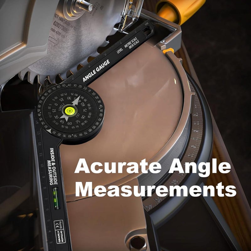 Gray Wolf Miter Saw Protractor, 7 Inch Protractor with Level, High Precision Laser Marking, 360° Miter Angle Measuring Instrument for Carpenters, Decorators, Plumbers and All Construction Trades - Image 3